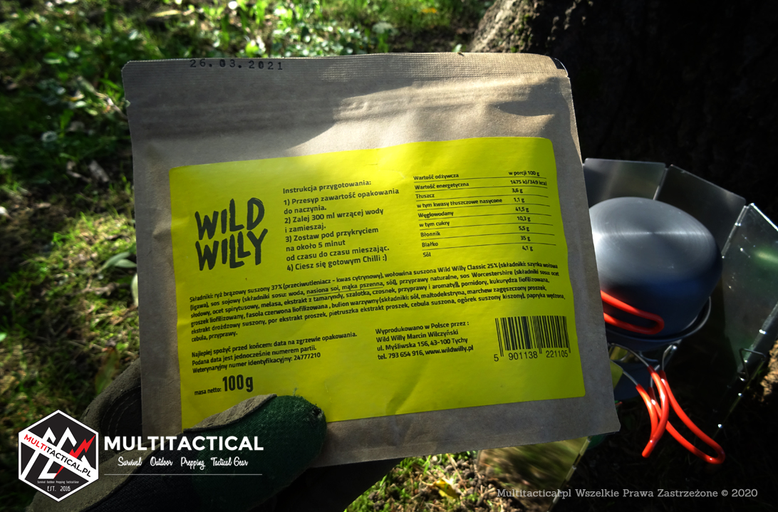Multitactical.pl - Survival Outdoor Prepping Tactical Gear - Preppers - Recenzja - Wild Willy Beef Jerky - Gotowe danie Chilli Con Carne z ryżem - Co ty wiesz o liofilizatach?
